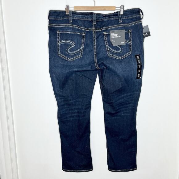 Silver Suki Curvy Fit Mid Rise Straight Leg Jeans Womens Size 24Wx30 Dark Wash - Picture 7 of 9